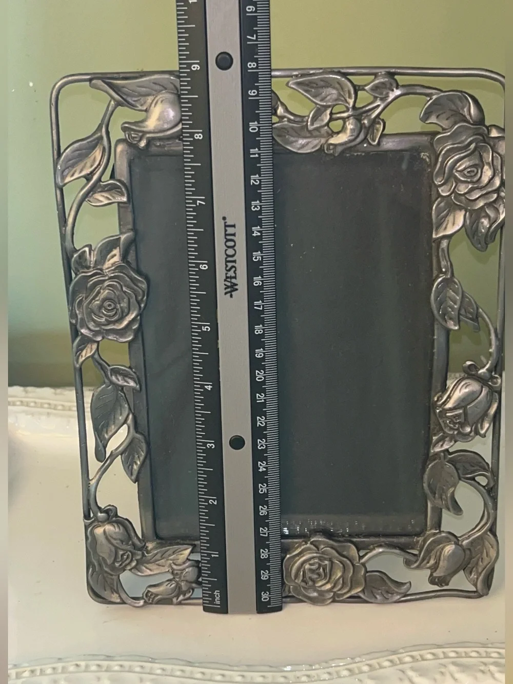 Jennifer Moore Silver Floral Rose Metal Picture Frame